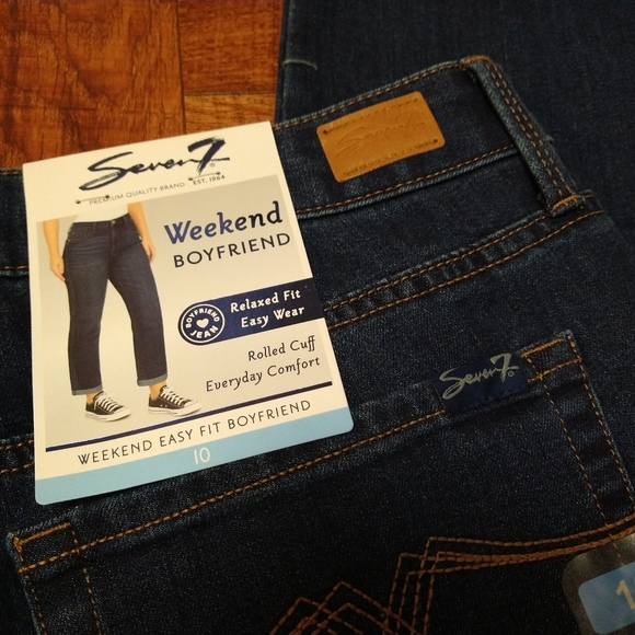 Seven7 Weekend Boyfriend Dark Blue Jeans Tulum Easy Fit Women's 10 NWT - Picture 6 of 7